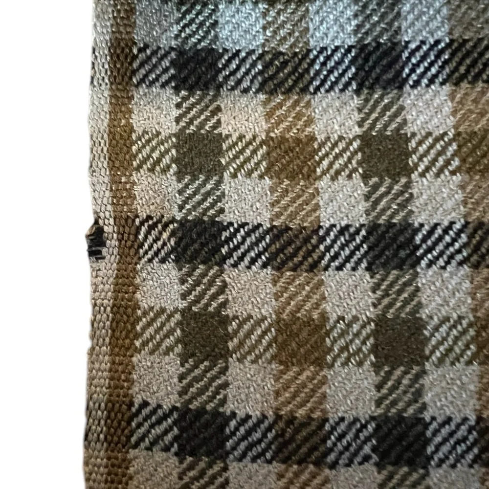 Pronto Uomo Fine 100% Wool Thin Plaid Check Scarf, Gray Brown & Blue